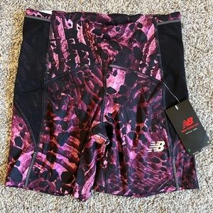 New Balance Running 5inch Running Shorts Pockets Purple Leopard - NEW WITH TAGS